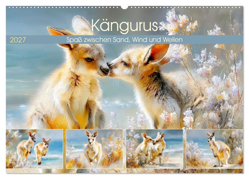 Kängurus. Spaß zwischen Sand Wind und Wellen (Wandkalender 2027 DIN A2 quer) CALVENDO Monatskalender