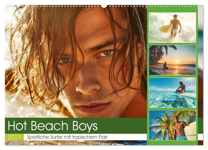Hot Beach Boys (Wandkalender 2027 DIN A2 quer) CALVENDO Monatskalender