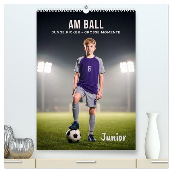 Am Ball Junior - Junge Kicker - Große Momente (hochwertiger Premium Wandkalender 2027 DIN A2 hoch) Kunstdruck in Hochglanz