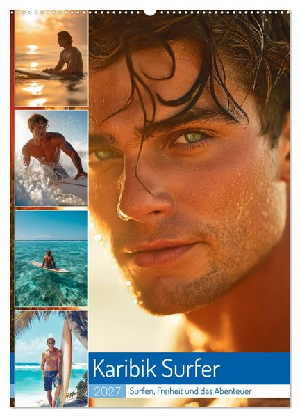 Karibik Surfer (Wandkalender 2027 DIN A2 hoch) CALVENDO Monatskalender
