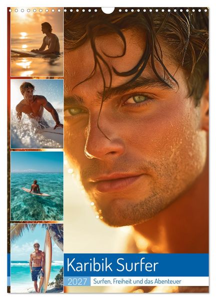 Karibik Surfer (Wandkalender 2027 DIN A3 hoch) CALVENDO Monatskalender