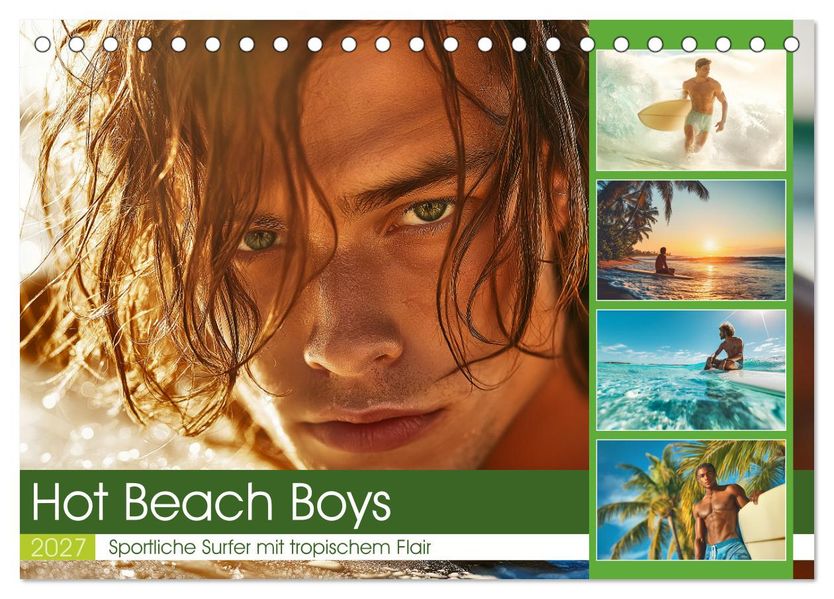 Hot Beach Boys (Tischkalender 2027 DIN A5 quer) CALVENDO Monatskalender