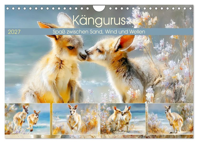 Kängurus. Spaß zwischen Sand Wind und Wellen (Wandkalender 2027 DIN A4 quer) CALVENDO Monatskalender
