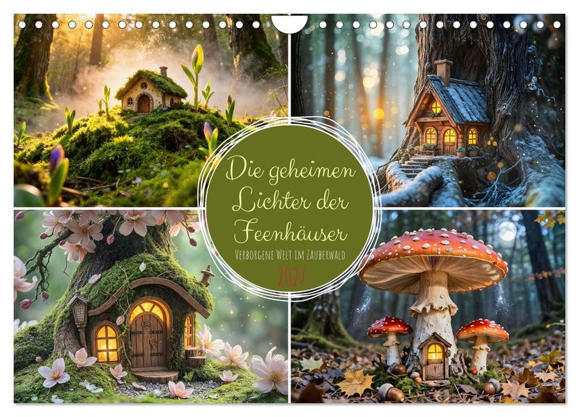 Die geheimen Lichter der Feenhäuser - Verborgene Welt im Zauberwald. (Wandkalender 2027 DIN A4 quer) CALVENDO Monatskalender