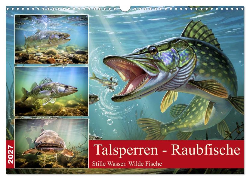 Talsperren - Raubfische (Wandkalender 2027 DIN A3 quer) CALVENDO Monatskalender