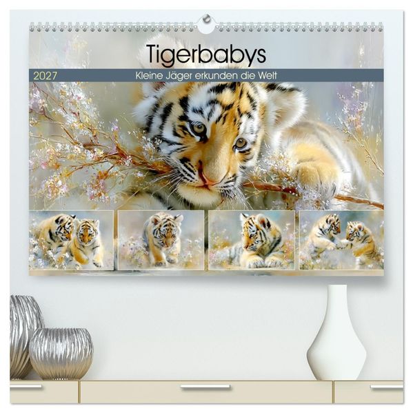 Tigerbabys. Kleine Jäger erkunden die Welt (hochwertiger Premium Wandkalender 2027 DIN A2 quer) Kunstdruck in Hochglanz