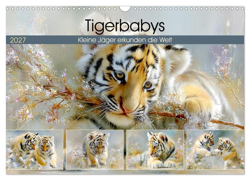 Tigerbabys. Kleine Jäger erkunden die Welt (Wandkalender 2027 DIN A3 quer) CALVENDO Monatskalender