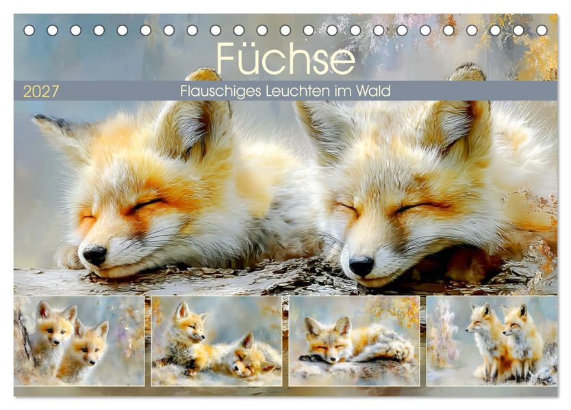 Füchse. Flauschiges Leuchten im Wald (Tischkalender 2027 DIN A5 quer) CALVENDO Monatskalender