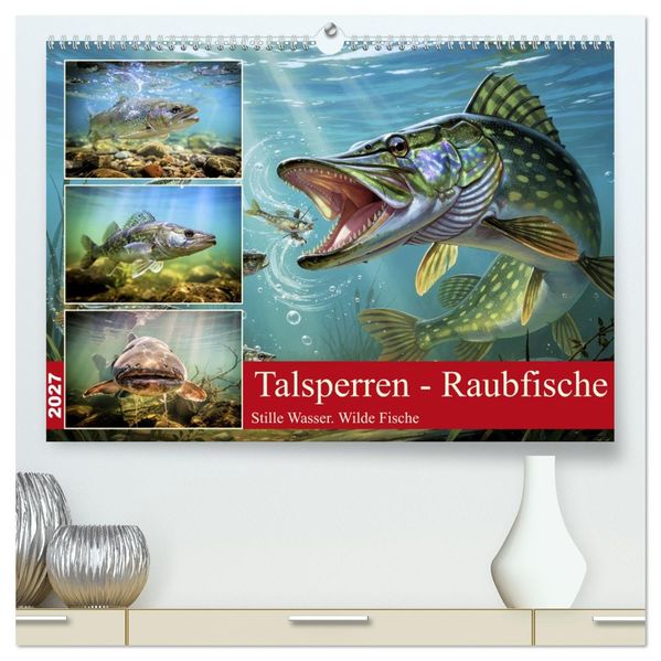 Talsperren - Raubfische (hochwertiger Premium Wandkalender 2027 DIN A2 quer) Kunstdruck in Hochglanz