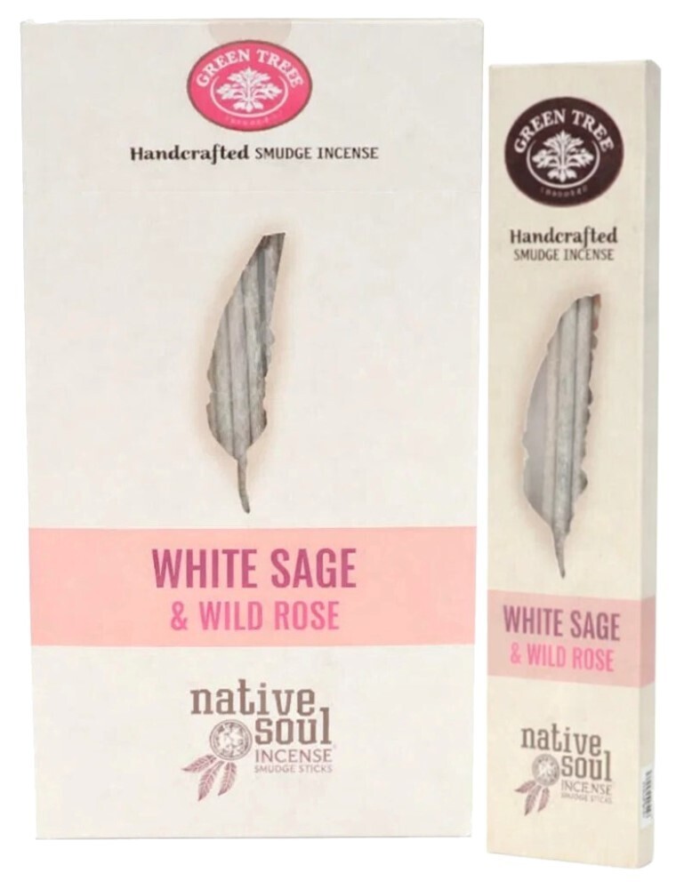 Green Tree Native Soul Smudge Incense 'White Sage & Wild Rose' 15gr. (8 Sticks)