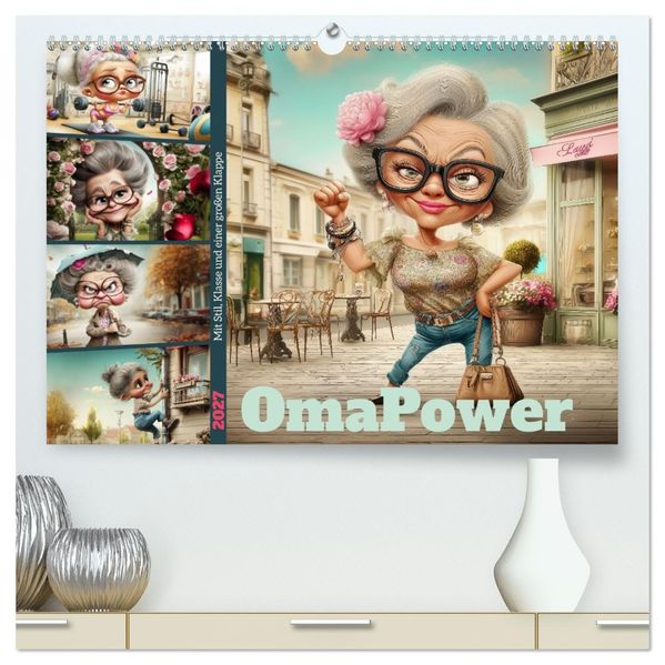 OmaPower (hochwertiger Premium Wandkalender 2027 DIN A2 quer) Kunstdruck in Hochglanz
