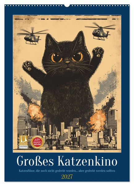 Großes Katzenkino (Wandkalender 2027 DIN A2 hoch) CALVENDO Monatskalender