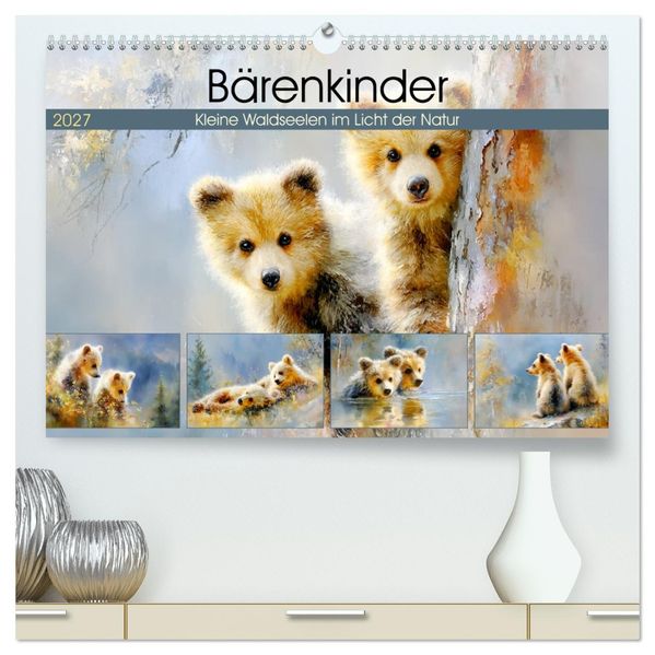 Bärenkinder. Kleine Waldseelen im Licht der Natur (hochwertiger Premium Wandkalender 2027 DIN A2 quer) Kunstdruck in Hochglanz