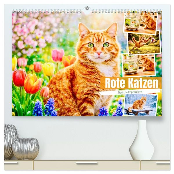 Rote Katzen (hochwertiger Premium Wandkalender 2027 DIN A2 quer) Kunstdruck in Hochglanz
