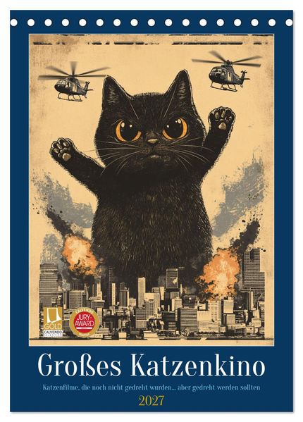 Großes Katzenkino (Tischkalender 2027 DIN A5 hoch) CALVENDO Monatskalender