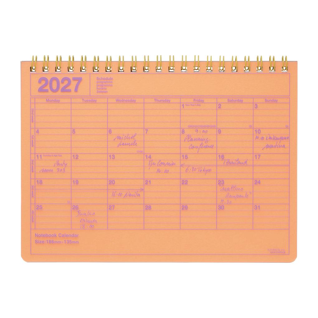 MARK'S 2027 Notebook Calendar S // Neon Orange