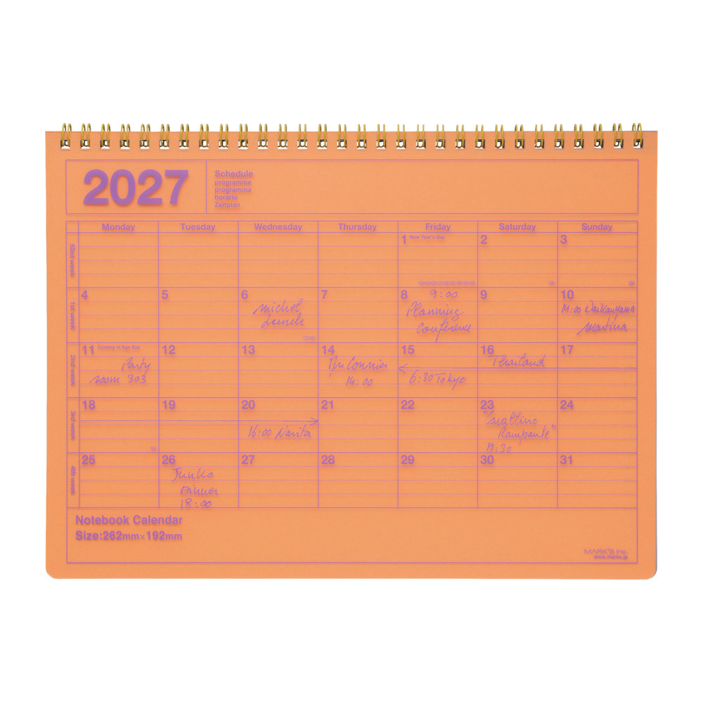 MARK'S 2027 Notebook Calendar M // Neon Orange