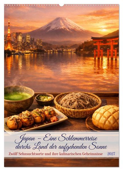 Japan - Eine Schlemmerreise durchs Land der aufgehenden Sonne (Wandkalender 2027 DIN A2 hoch) CALVENDO Monatskalender