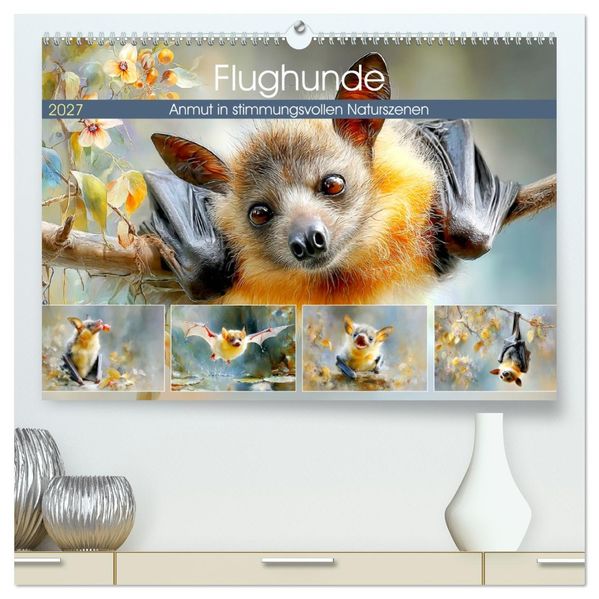 Flughunde. Anmut in stimmungsvollen Naturszenen (hochwertiger Premium Wandkalender 2027 DIN A2 quer) Kunstdruck in Hochglanz