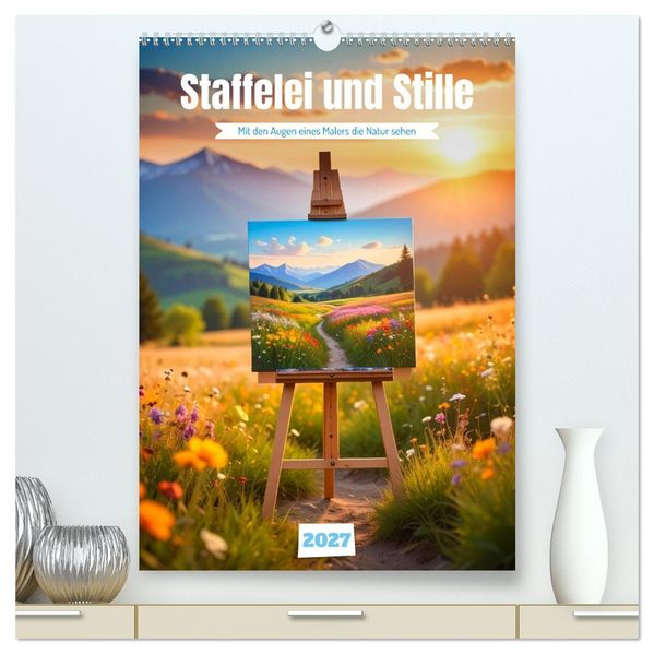 Staffelei und Stille (hochwertiger Premium Wandkalender 2027 DIN A2 hoch) Kunstdruck in Hochglanz