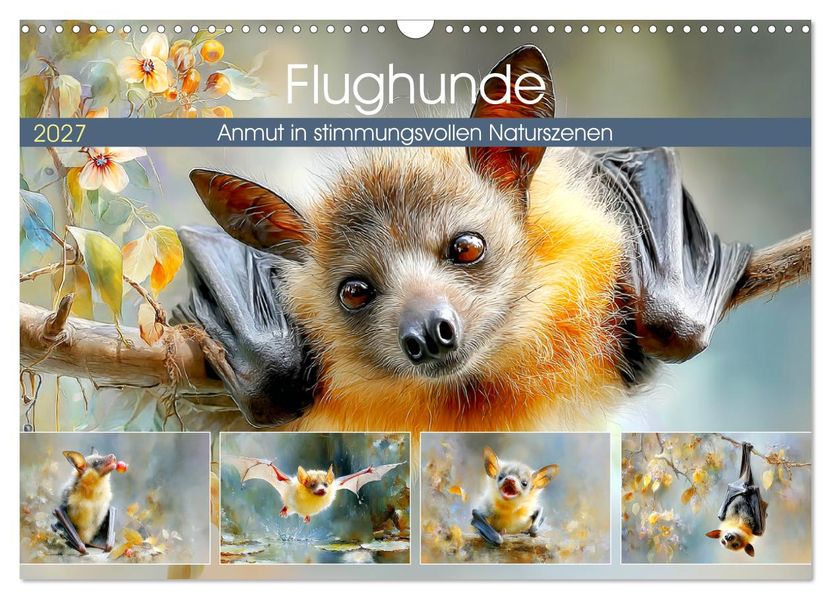 Flughunde. Anmut in stimmungsvollen Naturszenen (Wandkalender 2027 DIN A3 quer) CALVENDO Monatskalender