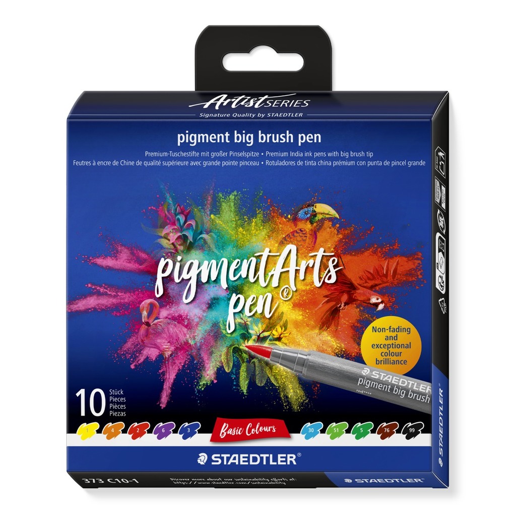 STAEDTLER pigment big brush pen Basic Pinselspitze 10er Set