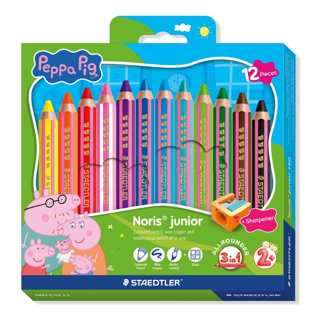 STAEDTLER Hexagonal-Buntstift Noris junior Peppa, 12er Etui