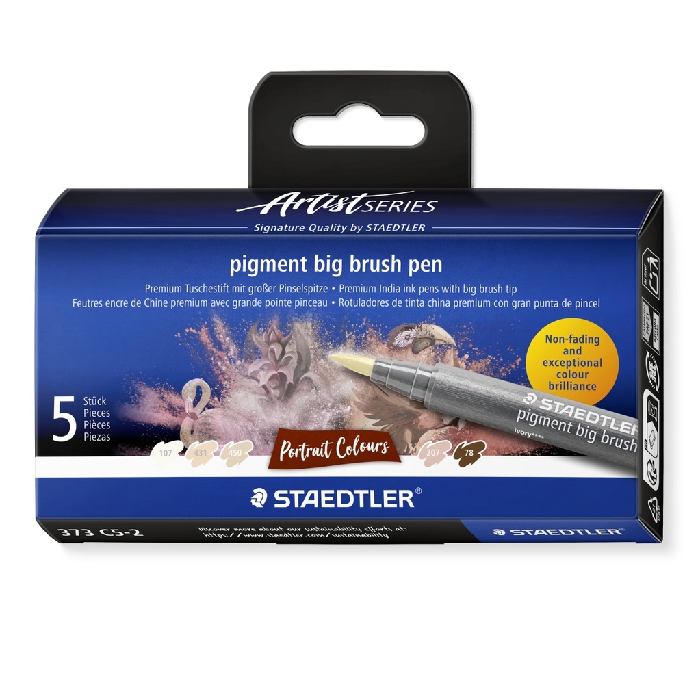 STAEDTLER pigment big brush pen Portrait Pinselspitze 5er Set