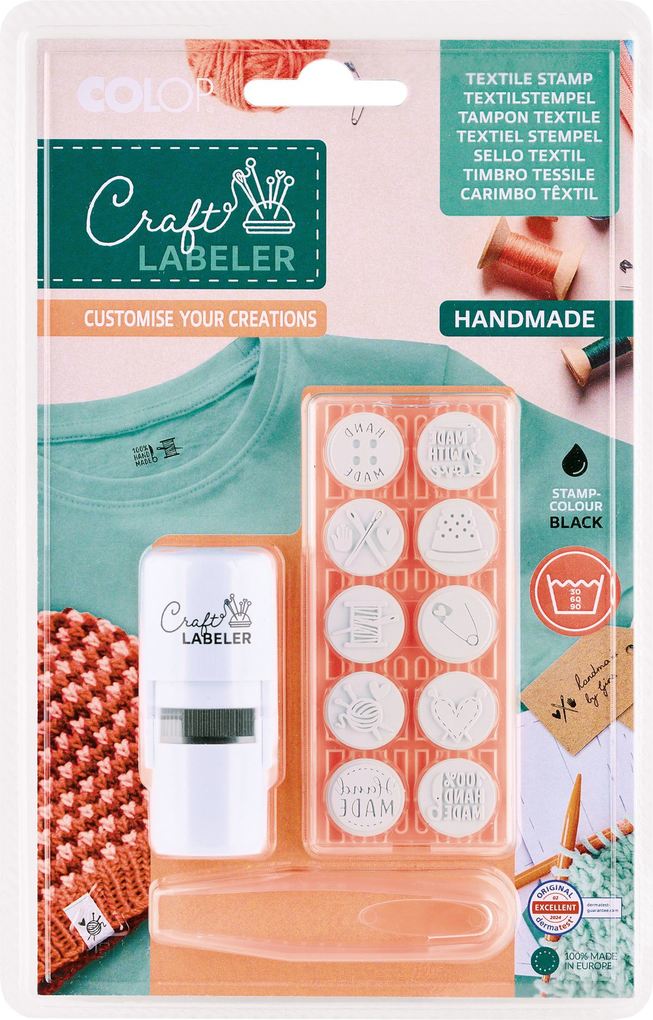 COLOP Craft Labeler Markier-Set R17 mit speziellen Textil-Piktos Pinzette