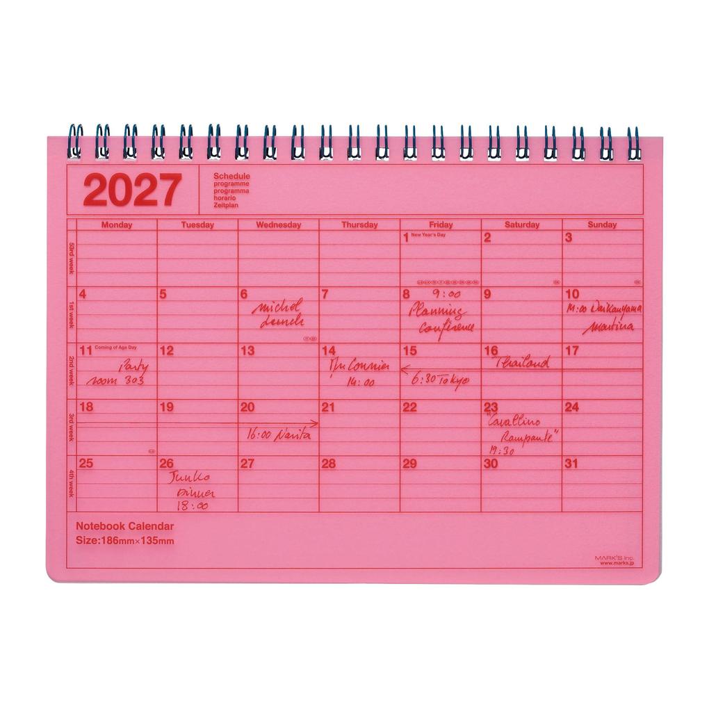 MARK'S 2027 Notebook Calendar S // Neon Pink