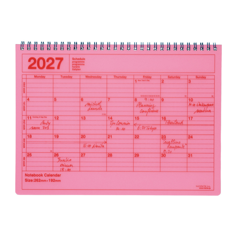 Mark's 2027 Notebook Calendar M Neon Pink