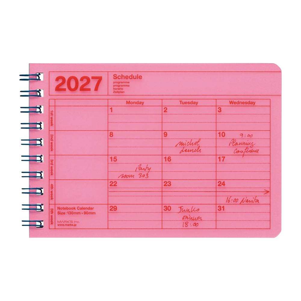 MARK'S 2027 Notebook Calendar XS // Neon Pink