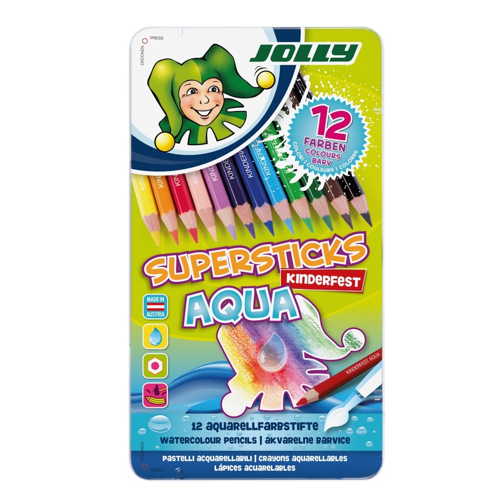JOLLY Buntstifte Supersticks Kinderfest AQUA 12er Metalletui