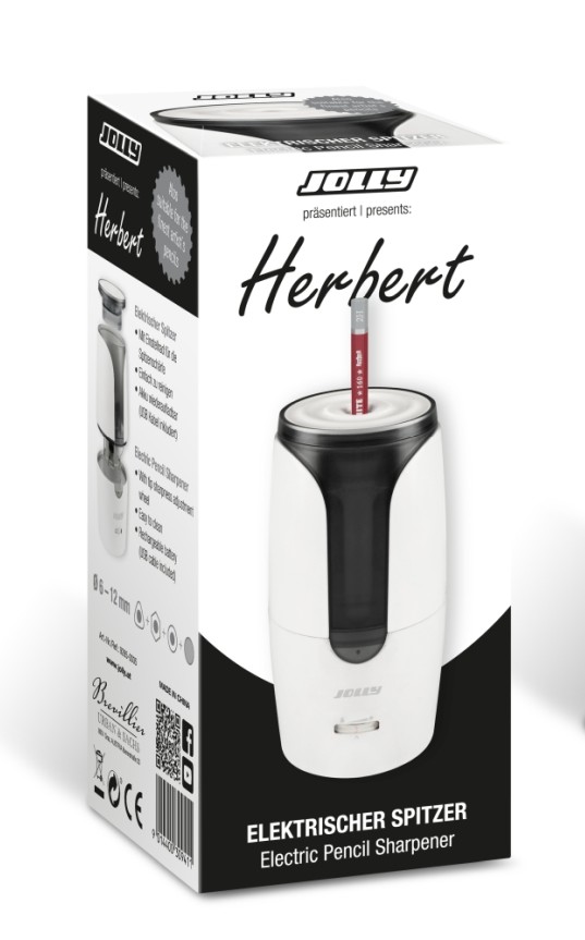 JOLLY elektrischer Spitzer HERBERT Anspitzer mit Akku und USB-Ladekabel