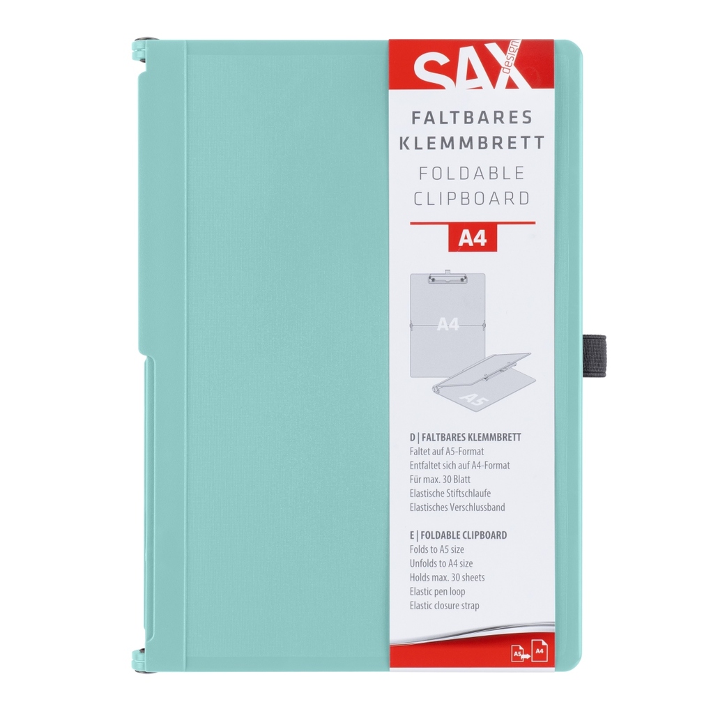 SAX Klemmbrett Design faltbar A5 auf A4 aqua