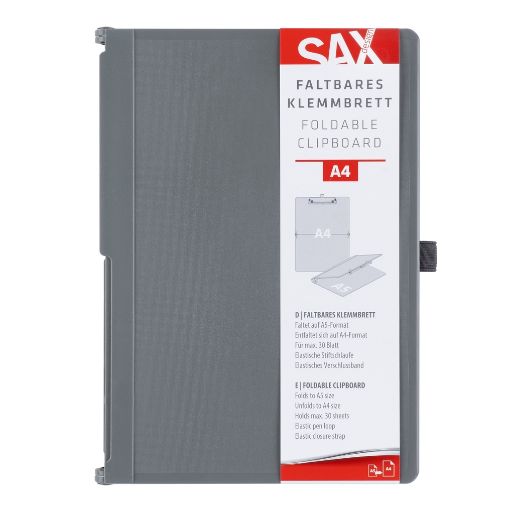 SAX Klemmbrett Design faltbar A5 auf A4 anthrazit