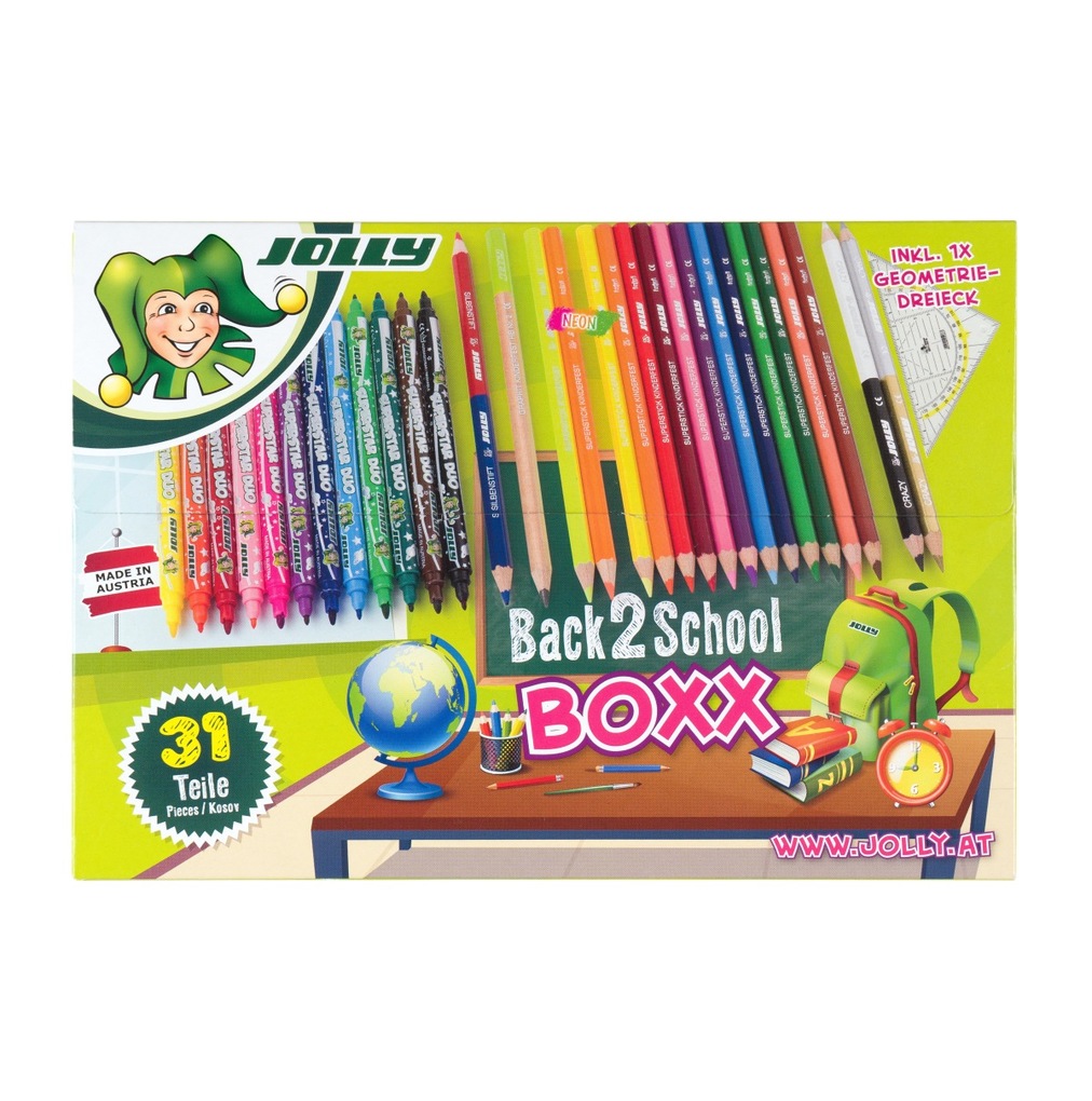 JOLLY Buntstifte + Geodreieck back to school boxx 31er Set