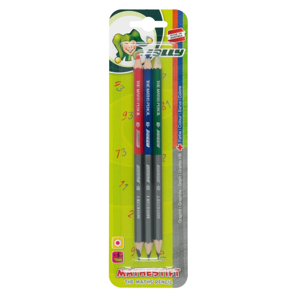 JOLLY Bleistift Mathestift Grafit-Rot/Blau/Grün 3er Set