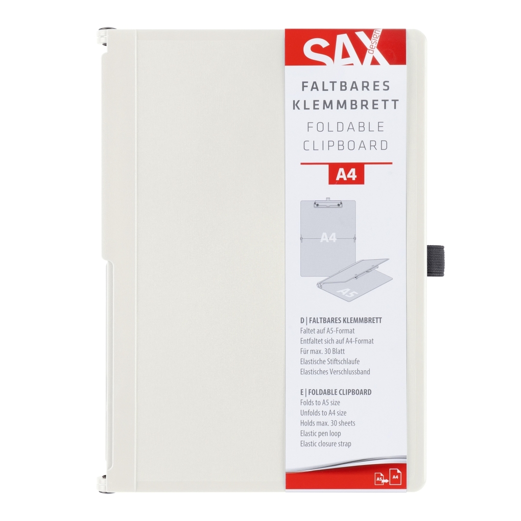 SAX Klemmbrett Design faltbar A5 auf A4 kokos