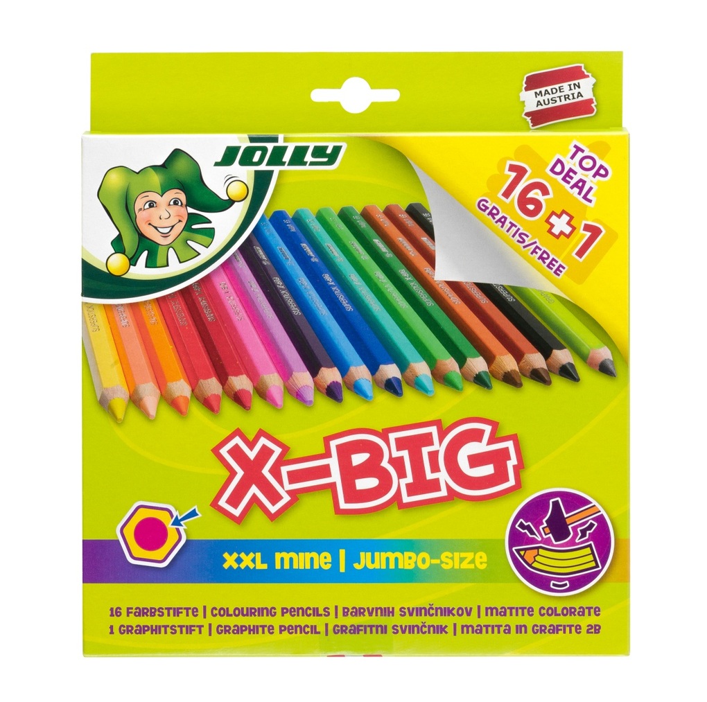 JOLLY Buntstifte Set Top Deal: X-BIG 16 Farben + 1 Graphit Starter