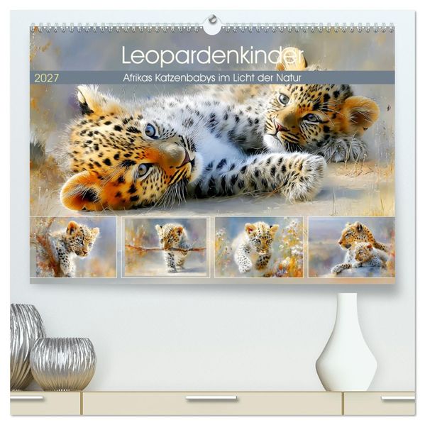Leopardenkinder. Afrikas Katzenbabys im Licht der Natur (hochwertiger Premium Wandkalender 2027 DIN A2 quer) Kunstdruck in Hochglanz