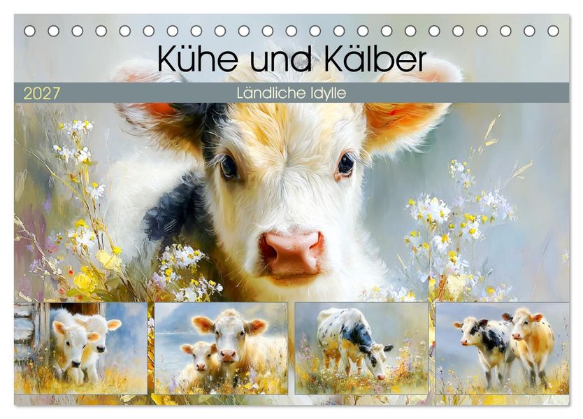 Kühe und Kälber. Ländliche Idylle (Tischkalender 2027 DIN A5 quer) CALVENDO Monatskalender