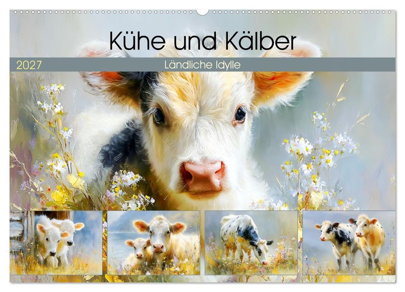 Kühe und Kälber. Ländliche Idylle (Wandkalender 2027 DIN A2 quer) CALVENDO Monatskalender