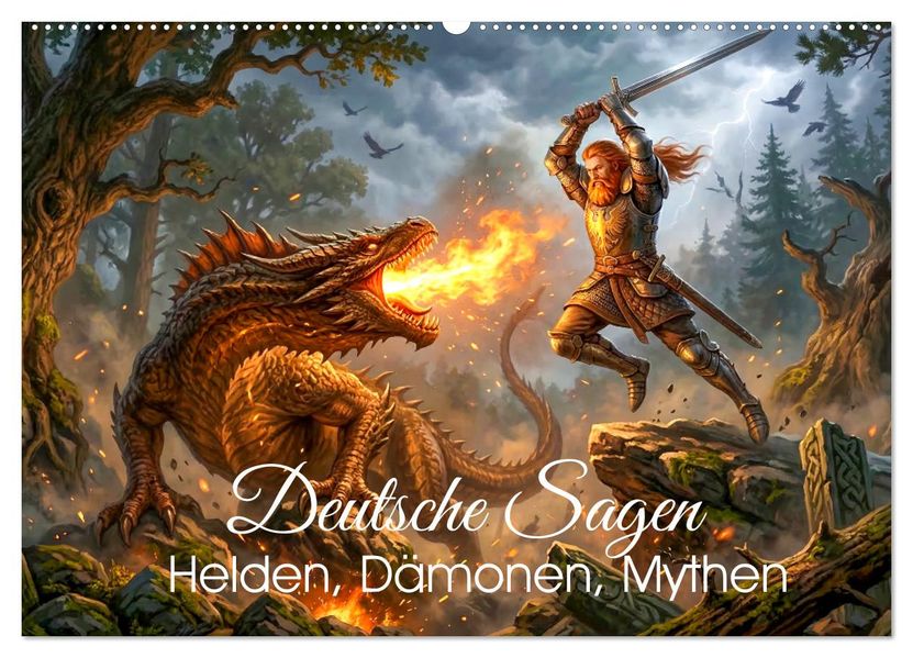 Deutsche Sagen - Helden Dämonen Mythen (Wandkalender 2027 DIN A2 quer) CALVENDO Monatskalender