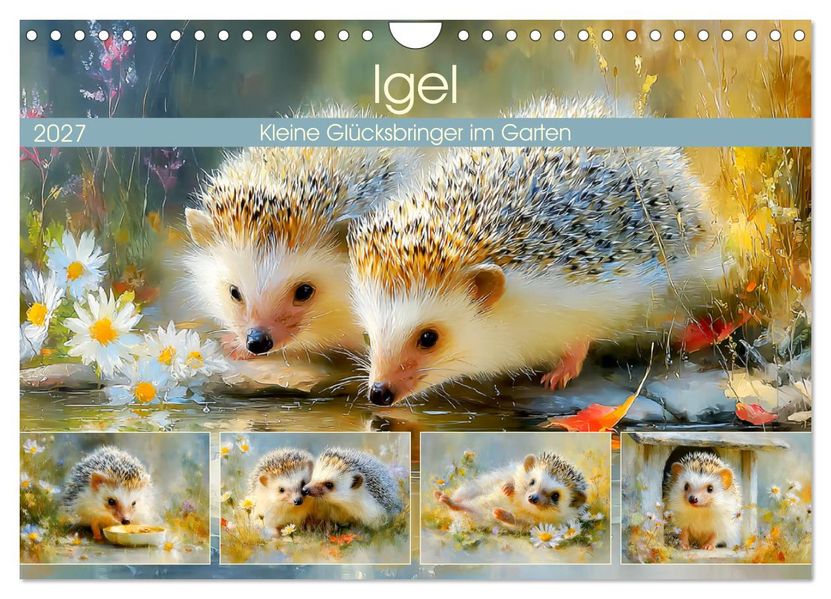 Igel. Kleine Glücksbringer im Garten (Wandkalender 2027 DIN A4 quer) CALVENDO Monatskalender