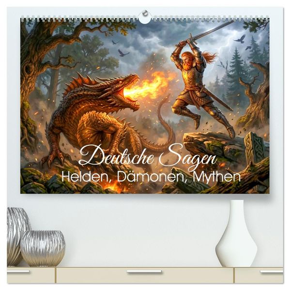 Deutsche Sagen - Helden Dämonen Mythen (hochwertiger Premium Wandkalender 2027 DIN A2 quer) Kunstdruck in Hochglanz