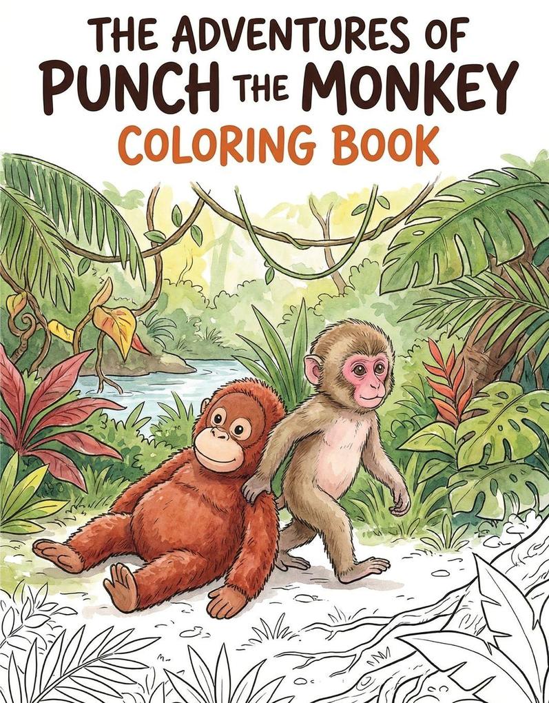 Adventures of Punch the Monkey Coloring Book for Adults and Kids The