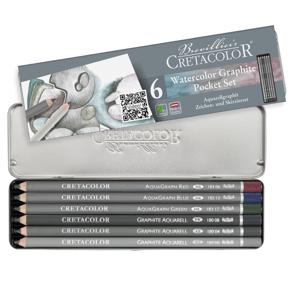 Cretacolor Künstlerstifte Aquarellgraphit Pocket Set 6er Metalletui