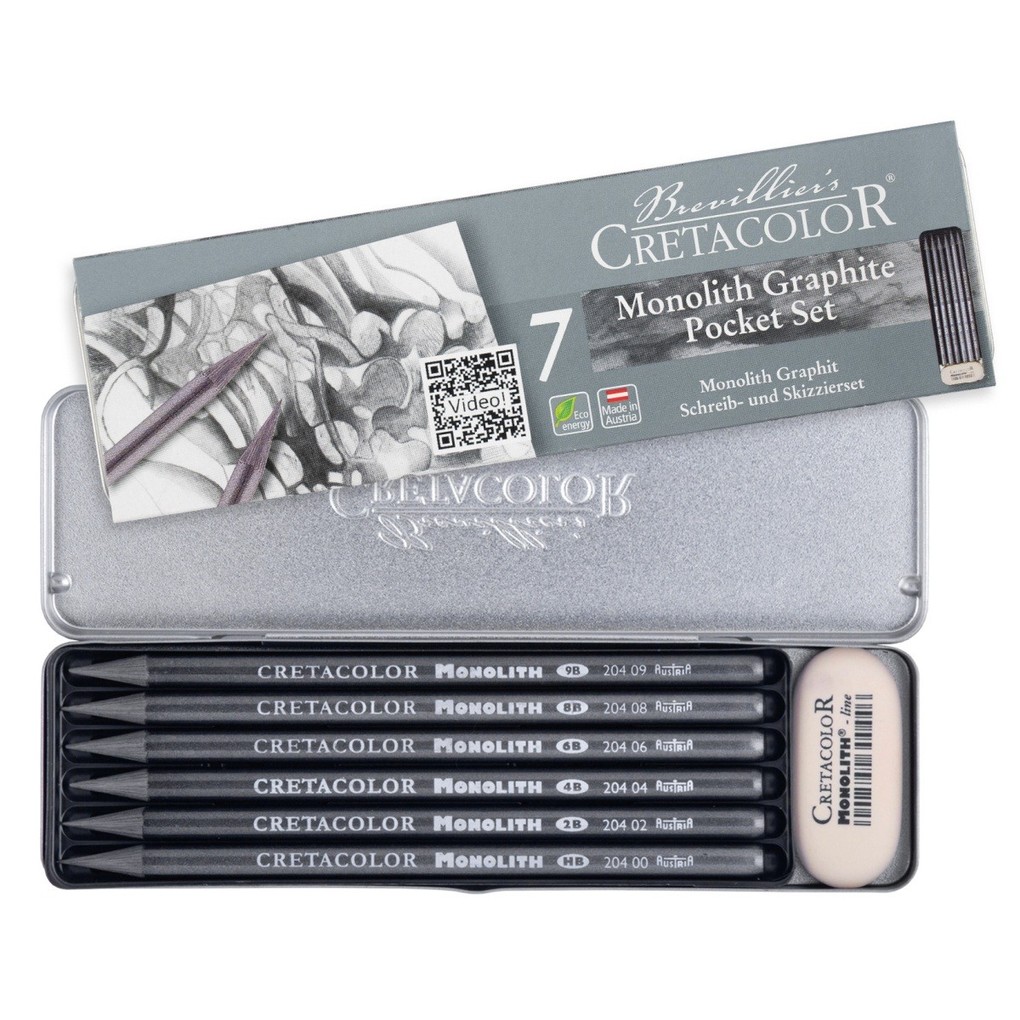 Cretacolor Künstlerstifte Monolith Plus Pocket 6er Set + Radierer