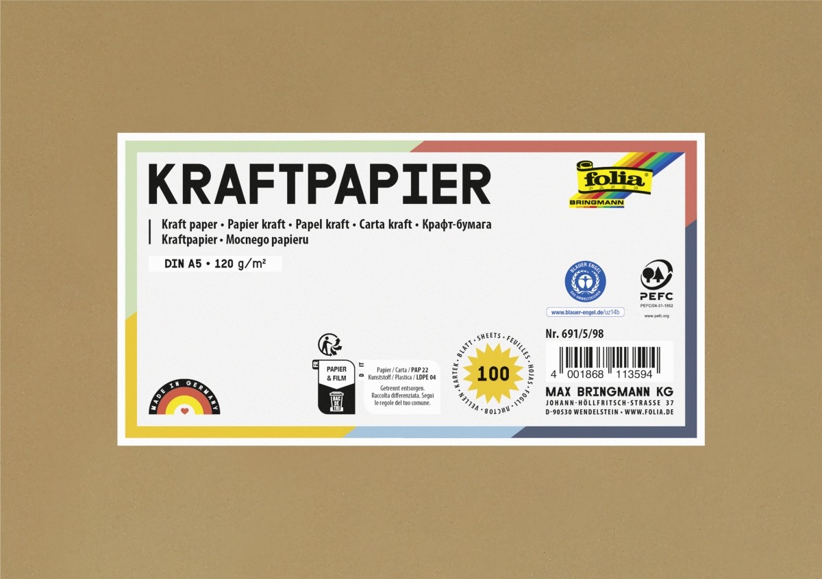 folia Kraftpapier, 120 g/qm, DIN A5, 100 Blatt
